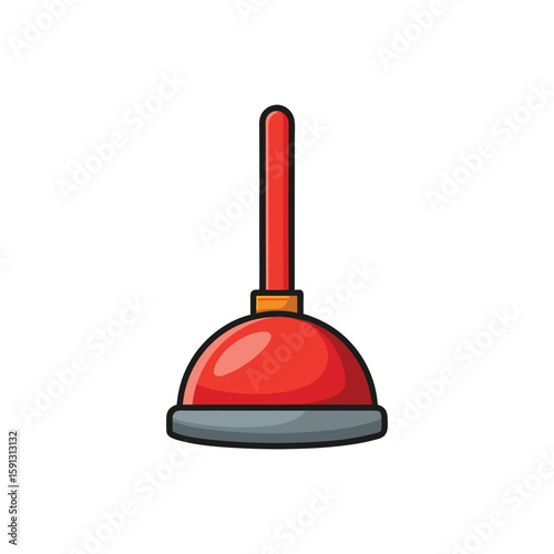 Vector Illustration of a Plunger Cleaning Tool Isolated on White Background