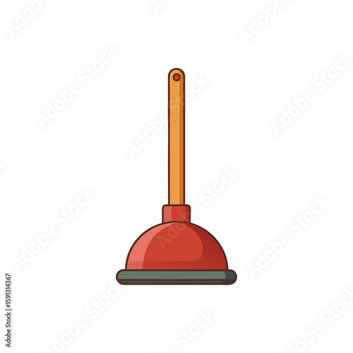 Vector Illustration of a Plunger Cleaning Tool Isolated on White Background