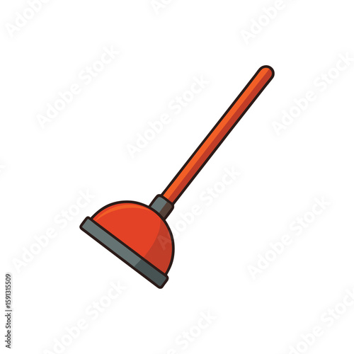 Vector Illustration of a Plunger Cleaning Tool Isolated on White Background