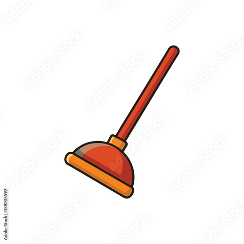 Vector Illustration of a Plunger Cleaning Tool Isolated on White Background