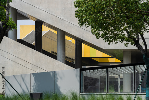 The exterior of modern buildings, photographed on the streets of the city