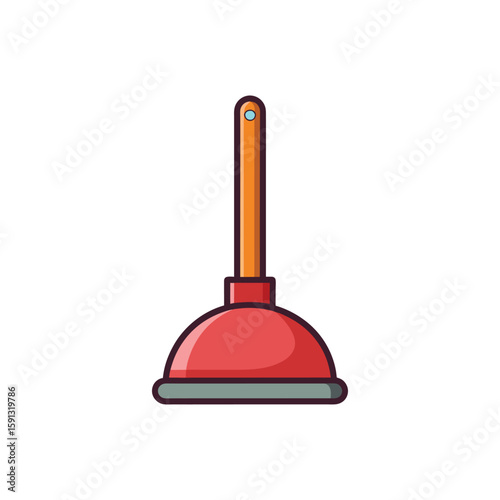 Vector Illustration of a Plunger Cleaning Tool Isolated on White Background