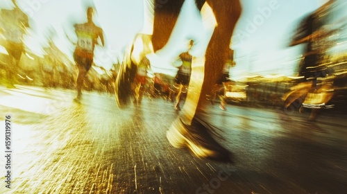 Blurry Action Shot of Runners Competing in a Vibrant Race Event