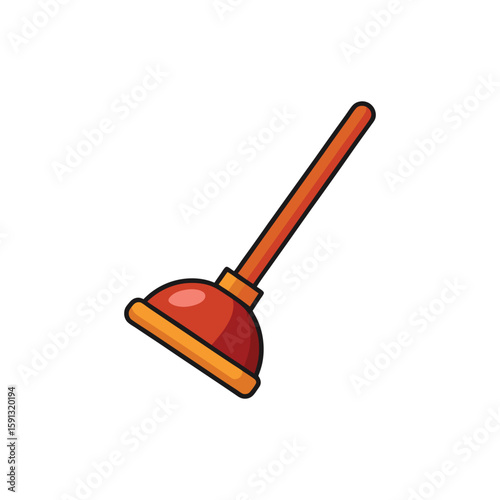 Vector Illustration of a Plunger Cleaning Tool Isolated on White Background