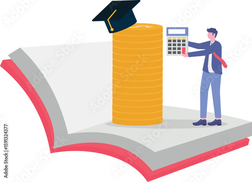 Student loan calculation, education budget allocation, university expense and debt pay off or scholarship payment concept.

