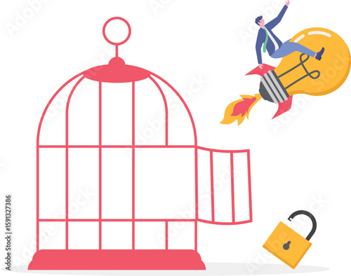 Unleash creativity or unlock business idea to grow beyond limitation concept.
