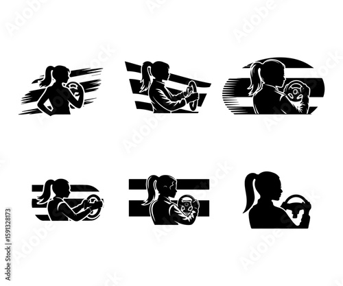 Woman driving a car with a steering wheel representing safe and confident female drivers