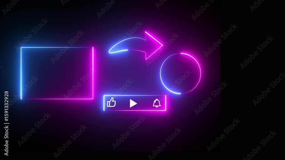 neon glowing 2 color Subscribe button and outro for gaming and video channels Youtube notificafions End screen animation.