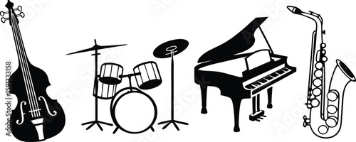 Musical Instruments Silhouette Vector Bundle