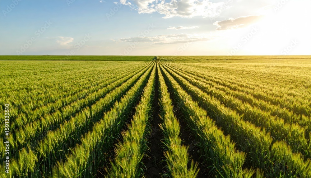 Wheat field at sunset. A vast expanse of golden wheat Wheat field at sunset. A vast expanse of golden wheat