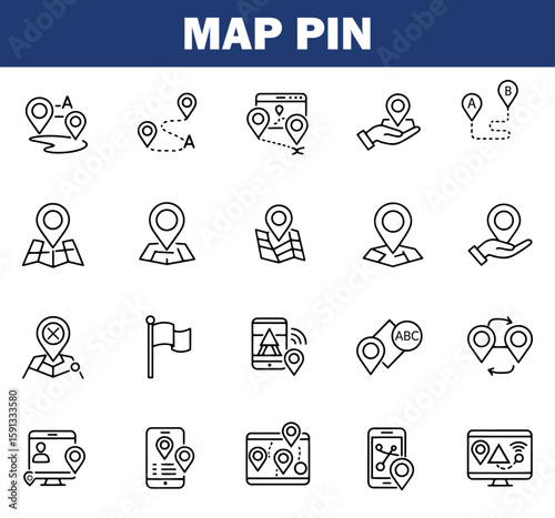 Vector art of collection of map pin and location icons 3