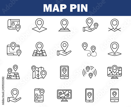 Vector art of collection of map pin and location icons