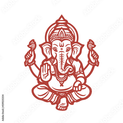 Ganesh coloring Page. Indian Hindu Mythology. 