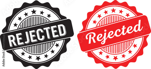 Black and Red Rejected Stamp Seals with Stars and Stripes, rejected, stamp, seal, rejection, denied, not approved, no, cancel, forbidden, prohibited, negative, disapproval, decline, refusal, red, blac