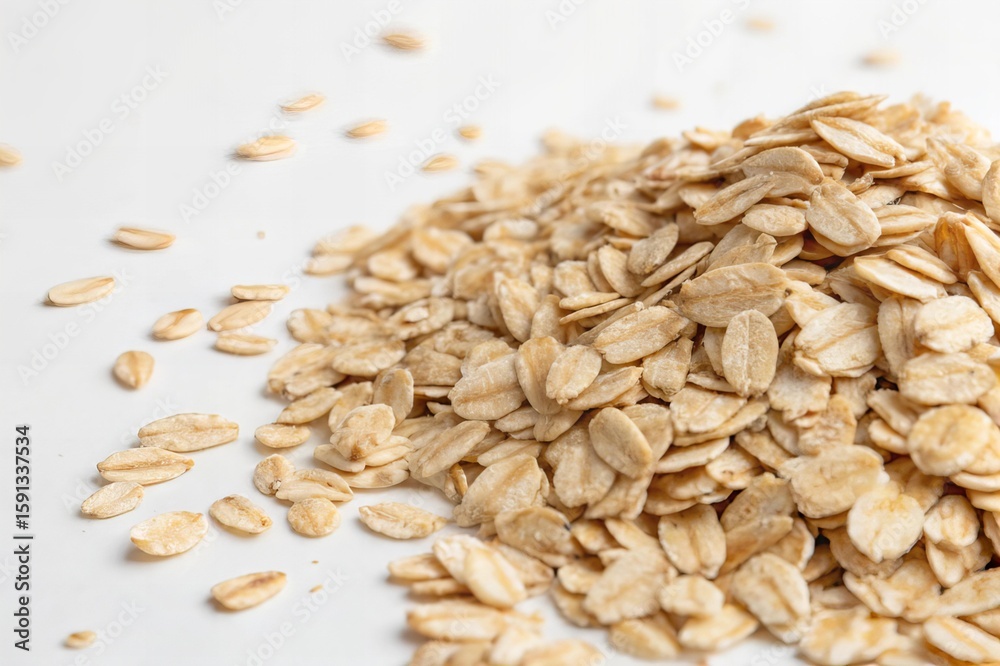 Obraz premium Rolled Oats Flakes Spread on White