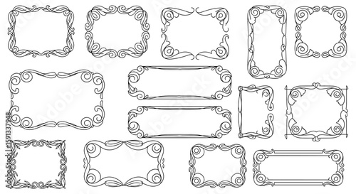 A collection of ornate, vintage-style frames and borders, perfect for adding a touch of elegance and design to various creative projects, including invitations and decorative elements.