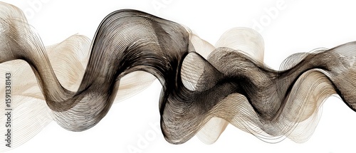Fluid Black and Beige Vector Wave Lines Creating a Sense of Movement