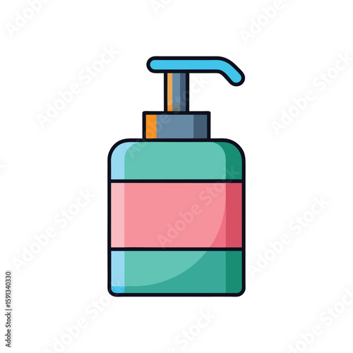 Vector Illustration of a Soap Dispenser Bottle for Bathroom or Kitchen Isolated on White Background
