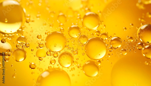 Golden Yellow Oil Drops Abstract Background