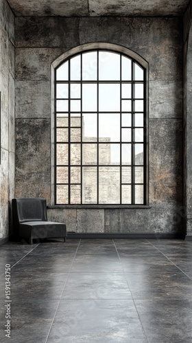 Industrial Loft Interior with Large Window