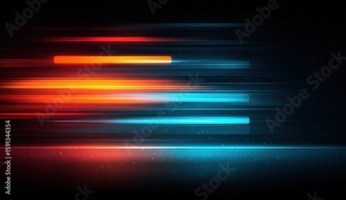 Abstract Colorful Light Streaks on Dark Background Dynamic Modern Digital Art