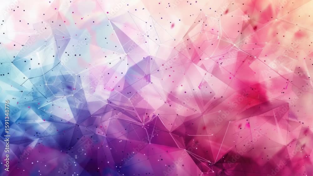 Abstract design featuring triangles and dots on a bright background