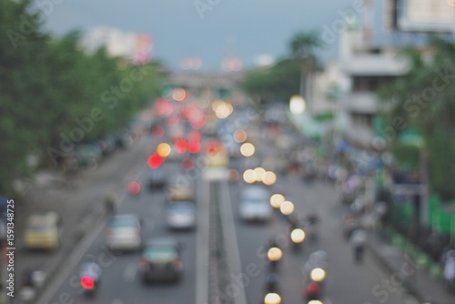 Foto Blurred View of Busy Urban Traffic During Daytime