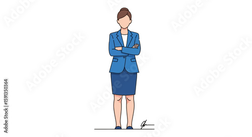Confident Businesswoman in a Simple Blue Suit