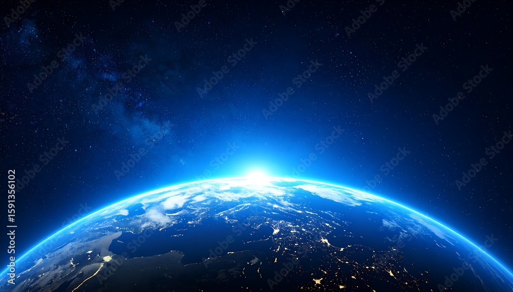 Obraz premium Earth rising from space, sunrise