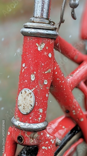 Vintage bike frame, weathered red paint