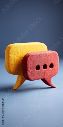 Wallpaper Mural Textured yellow and red speech bubbles close up on a blue background chat Torontodigital.ca