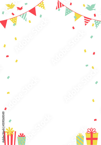 バースデーカード_誕生日パーティー背景（タテ） 