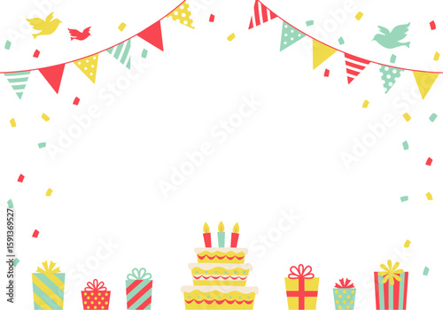 バースデーカード_誕生日パーティー背景（ヨコ） 