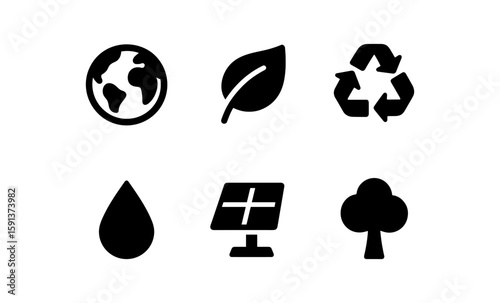 Eco-friendly icons: sustainability and nature symbols collection