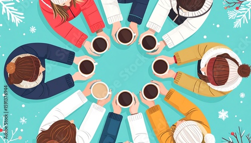 Winter Coffee Circle Friends Gathering.
