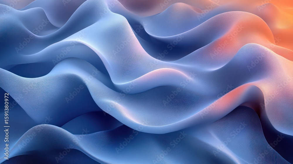 Fototapeta premium Abstract undulating surface with a gradient of blue and orange hues