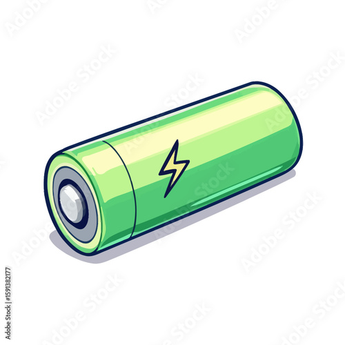 Green Battery Vector Illustration - Electricity & Charge Graphic

