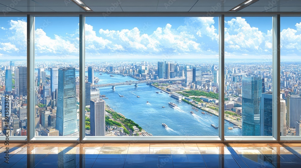 Fototapeta premium Cityscape view from high-rise windows