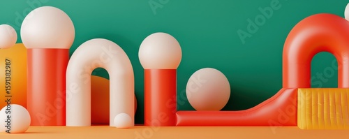 Colorful geometric shapes arranged for creative design projects.