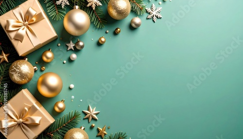 Festive gift arrangement holiday celebration image bright environment top-down view joyful concept for seasonal decor inspiration