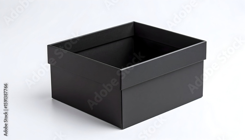 Black Cardboard Gift Box on White Background