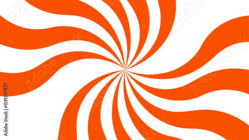 Abstract energetic spiral burst design with alternating curved yellow and white wave. Smooth, twisting shapes with dynamic pinwheel effect, emphasizing motion and rotation. Retro, pop, promotional