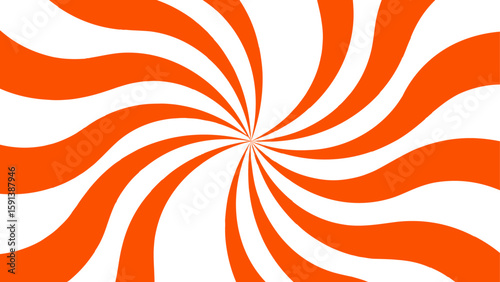 Abstract energetic spiral burst design with alternating curved yellow and white wave. Smooth, twisting shapes with dynamic pinwheel effect, emphasizing motion and rotation. Retro, pop, promotional