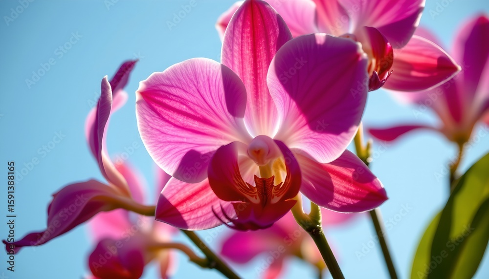 Obraz premium Vibrant Pink Orchid Blossoms with Bokeh Background