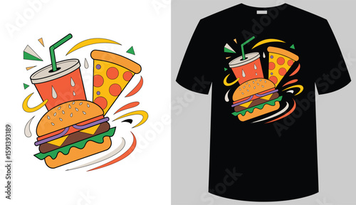 T shirt design a tshirt design featuring fast food illustrations