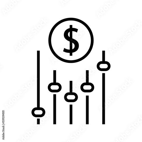 dynamic pricing line icon on white vector illustration, pictogram isolated on white background. color editable
