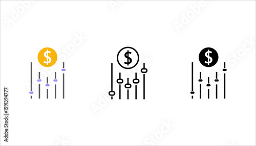 dynamic pricing line icon set. on white vector illustration, pictogram isolated on white background. color editable
