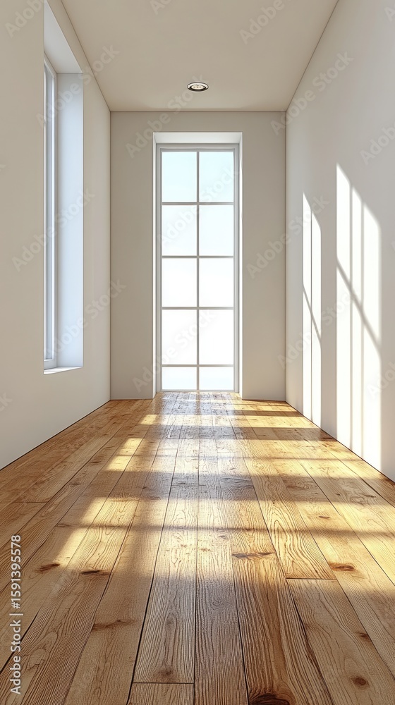 Fototapeta premium Empty hallway with sunlight