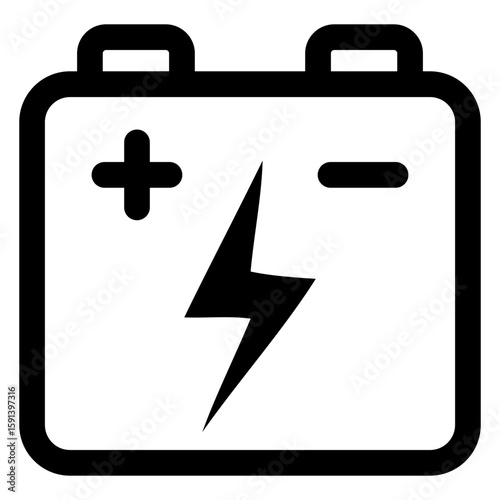 Icono generador de energía. Batería de coche con líneas con rayo o relámpago 