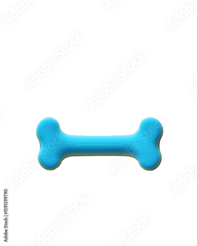 Bright blue dog bone toy isolated on white background
